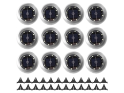 Kit com 12 Luminárias de Solo AQUAFORGE, 8 Leds, Ip65