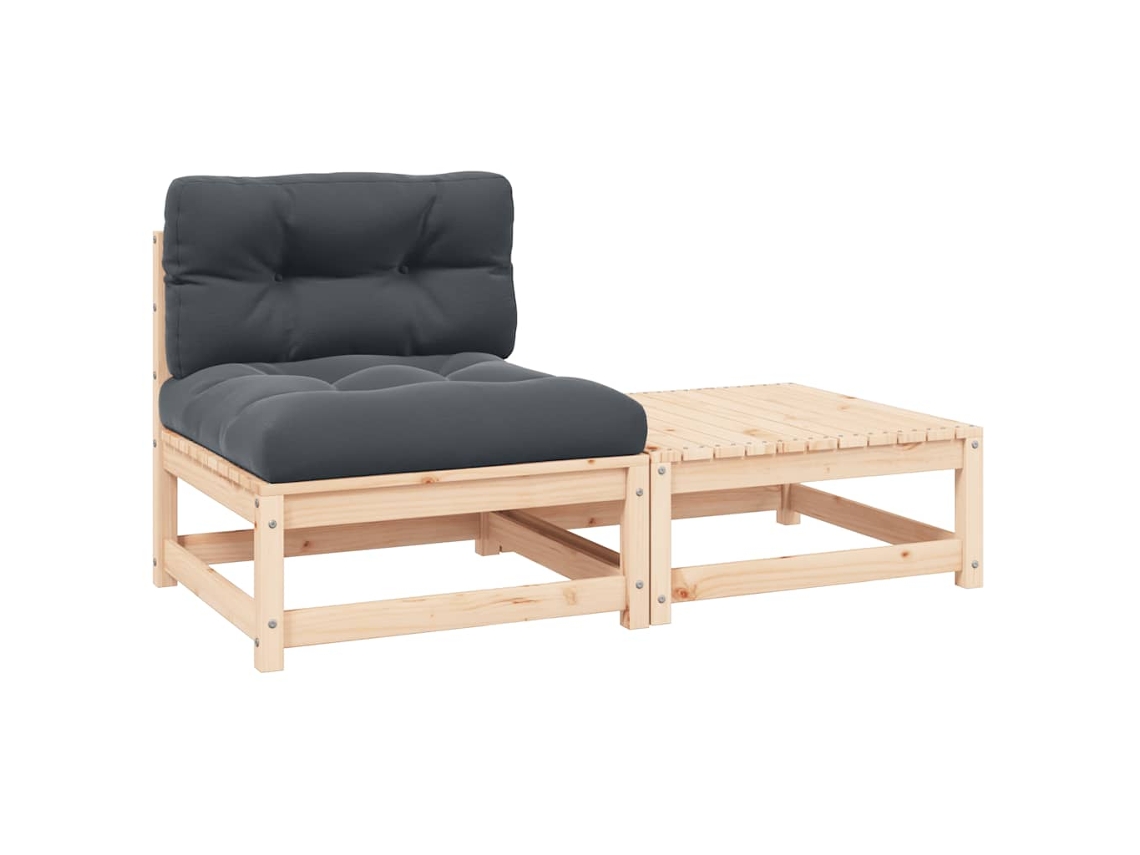 Maison Exclusive - 2 Pcs Conjunto Lounge De Jardim Com Almofadões Pinho Maciço