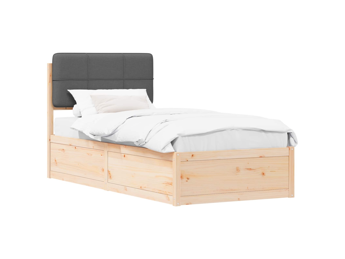 Estrutura de Cama com Cabeceira Estofada Cinza Escuro MAISON EXCLUSIVE