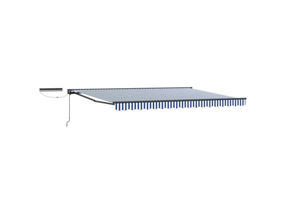 Vidaxl Toldo Retrátil Elétrico Azul E Branco 4,5 × 3 M