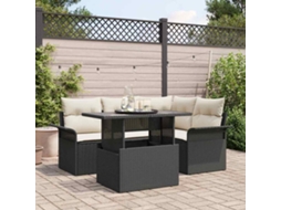 Vidaxl Conjunto De Sofá De Jardim 5 Unid. Preto Vime Pe