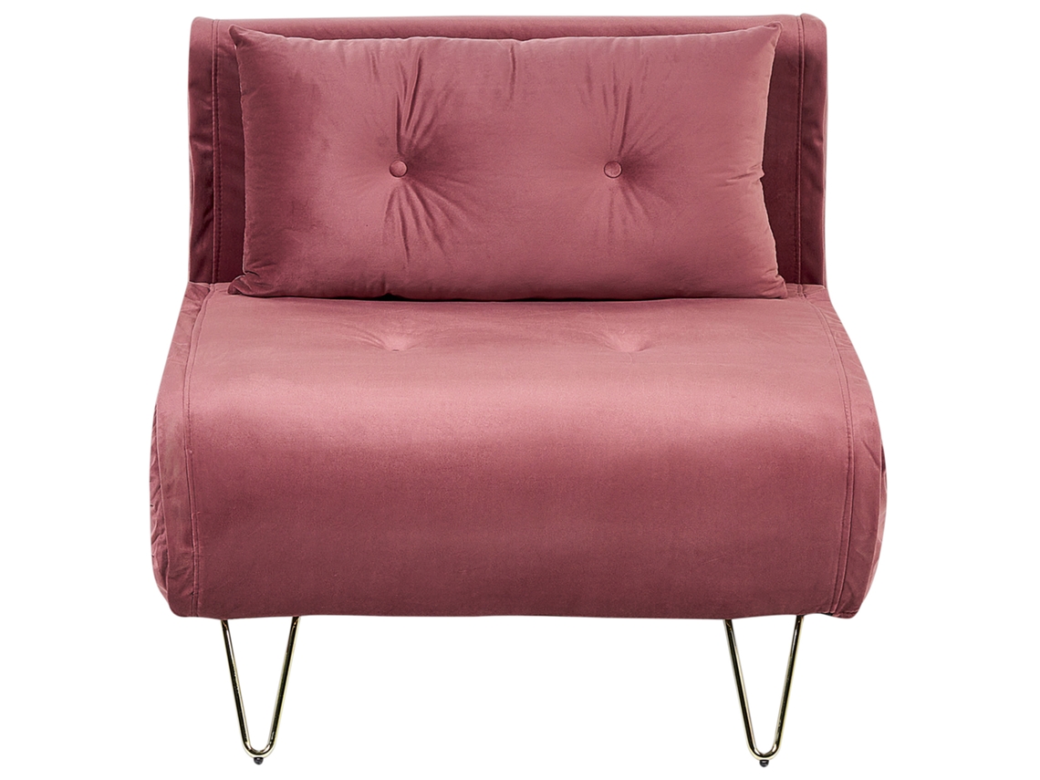 Sofá-cama BELIANI Vestfold de Veludo Rosa 85x80x81