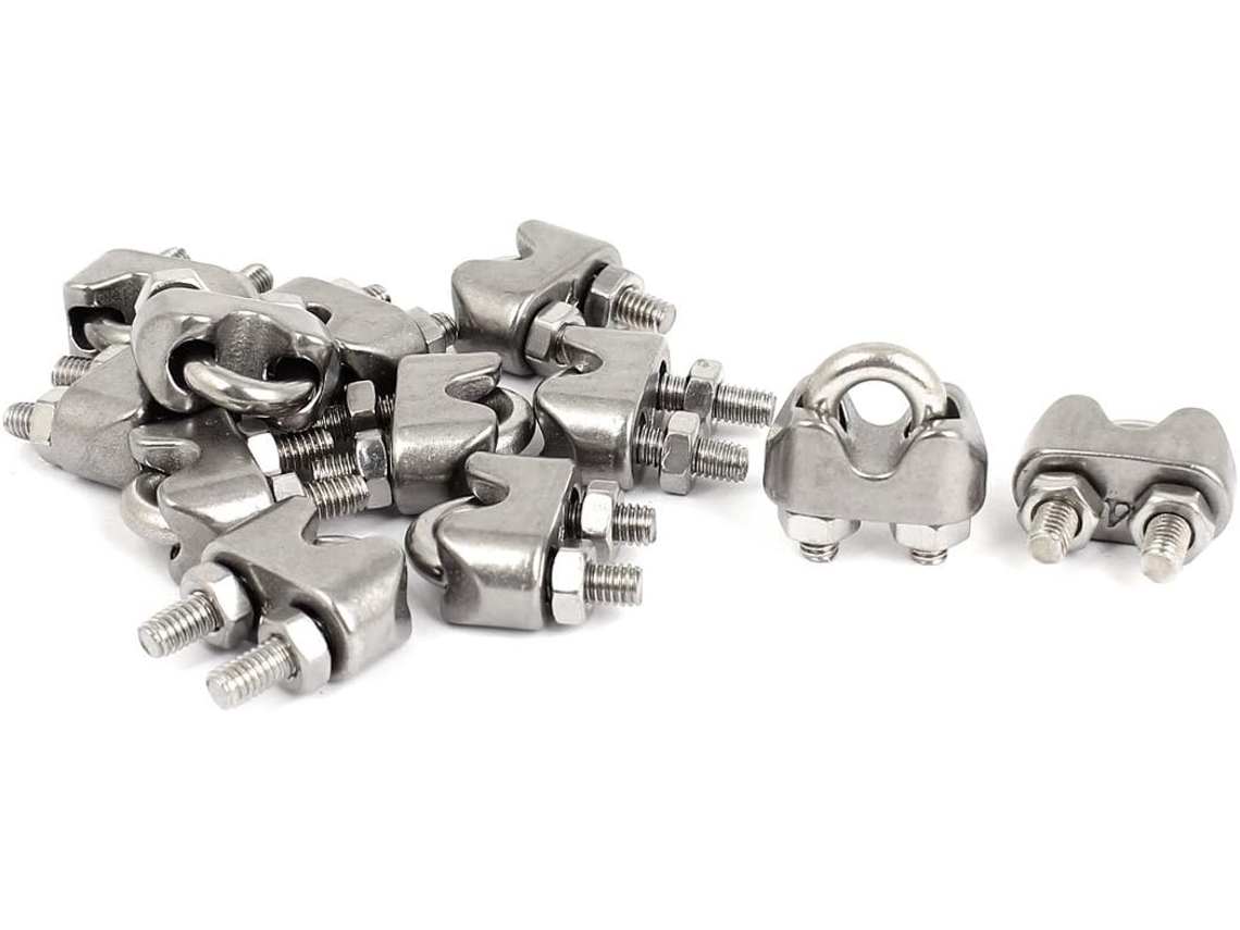 Grampos de Fixação para Cabos de Aço Inoxidável de 4 Mm 12 Peças CHABERLU (5/32'')
