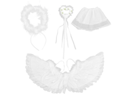 Conjunto 4pcs Asa Anjo Branca Penas Tiara Varinha Para Festa Halloween Natal Infantil Adulto