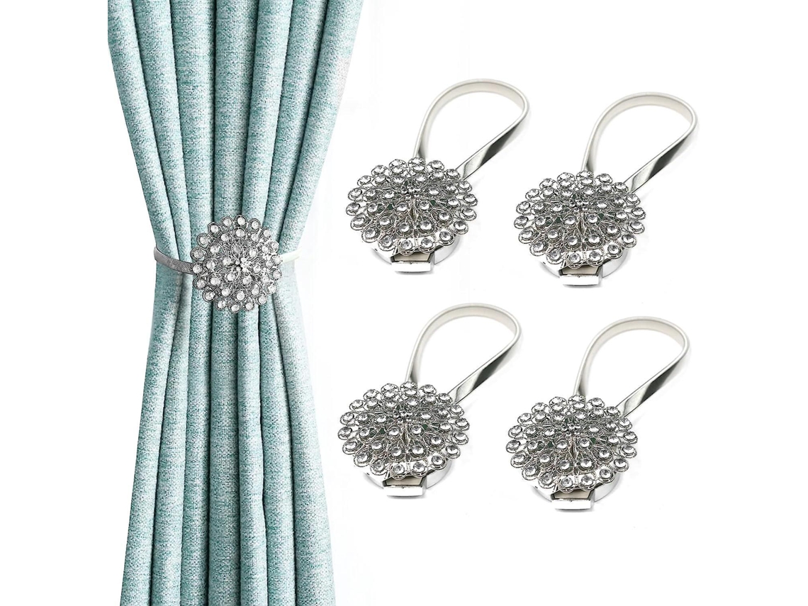 Amarradores Magnéticos Para Cortinas Conjunto De 4 | Branco | Decoração De Janela De Primavera | Móveis Para Casa E Escritório Aquaforge