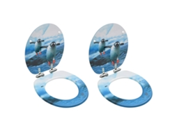 Vidaxl Assentos Sanita Com Tampas Fecho Suave 2 Pcs Mdf Design Pinguim