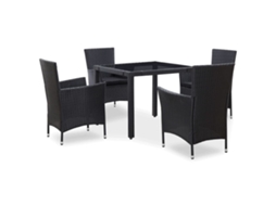 Vidaxl 5 Pcs Conjunto De Jantar Para Jardim Vime Pe Preto