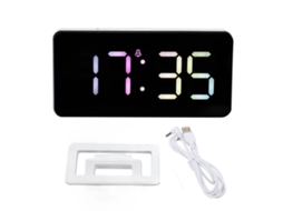 Reloj Digital Led Espejo Con Carga Usb Y Dos Alarmas Para Hogar Dormitorio Oficina
