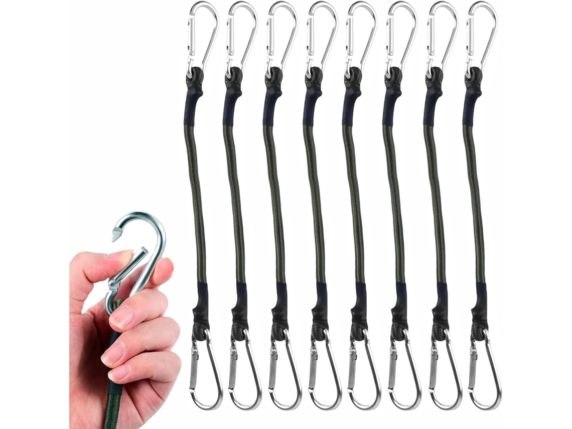 Conjunto De 8 Cintas Elásticas Com Mosquetão, Cintas Elásticas De 30 Cm Com Ganchos, Cintas Resistentes Para Bagagem, Ideais Para Camping, Lonas