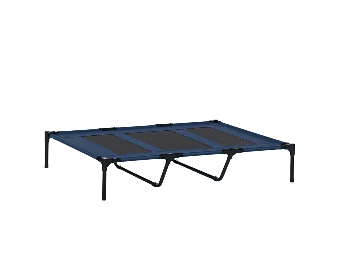 Cama Elevada Dobrável Externa para Cães Azul 122x92x23cm