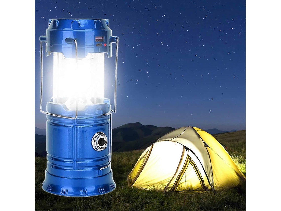 Omni lanterna de Camping Led Portátil Super Brilhante Recarregável por Usb e Solar com Bateria de 1200mah (azul)