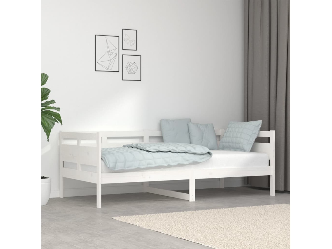 Vidaxl Sofá-cama 90x190 Cm Madeira De Pinho Maciça Branco