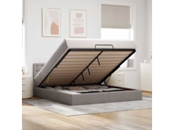 Vidaxl Cama Otomana Com Colchão Leds 180x200cm Cinza-acastanhado