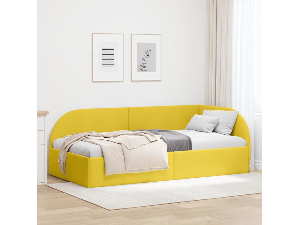Vidaxl Estrutura De Cama De Canto Amarelo 80 Cm X 200 Cm Veludo