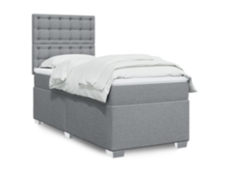 Vidaxl Cama com Molas/colchão 90x200 Cm Tecido Cinza claro