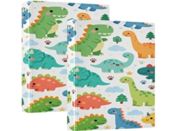 Adesivo escolar colorido com estampa de dinossauro, 3,8 cm, 1 ou 2 unidades, 3 anéis com prancheta, pacote com 1 ou 2 unidades.