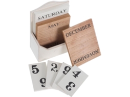 Calendário de Mesa Manual em Madeira Estilo Retrô Alipis, com Exibição Mês e Data, Elegante Peça Decoração Par