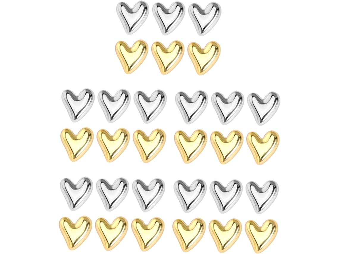 Tachinhas Decorativas Em Formato De Coração, Fáceis De Manusear, Feitas De Plástico E Metal, Pacote Com 36 Unidades