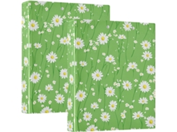 Pasta Escolar Verde Daisy Grass 1 2 unidades, Anéis Redondos com Prancheta, Pacote com 1 2 unidades, Massa