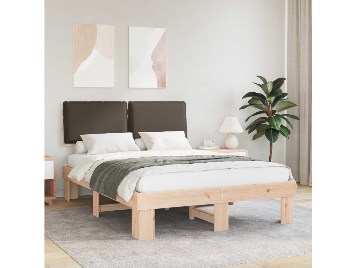 Vidaxl Estrutura de Cama com Cabeceira Estofada Cinzento acastanhado