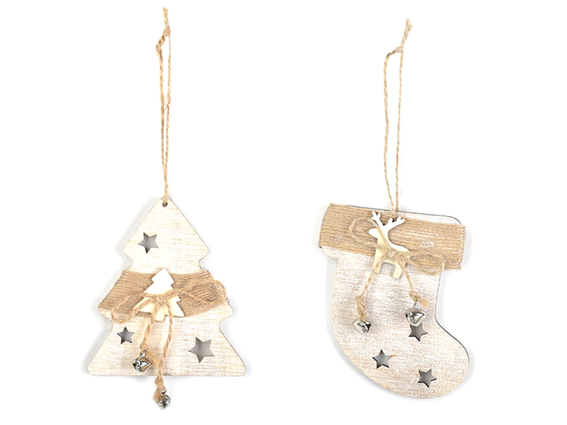 Enfeite de Natal ZMDECQNA Pendurados Decorações Madeira Castanho (11x10x2cm)