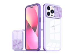Capa Roxa Para Iphone 17 Air Com Lente Magnética E Janela Deslizante Para Proteção Contra Impactos.