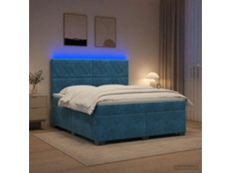 Vidaxl Cama Box Spring Com Colchão Azul 140 X 200 Cm Veludo