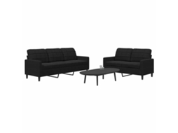 Vidaxl 2 Pcs Conjunto De Sofás Com Almofadões Veludo Preto