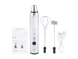 Espumador Elétrico de Leite, Portátil, Recarregável, para Café, Ovos, Prateado AQUAFORGE