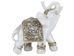 Figurinha de Resina Animal Fofa Decorativa Casa com Flores Douradas