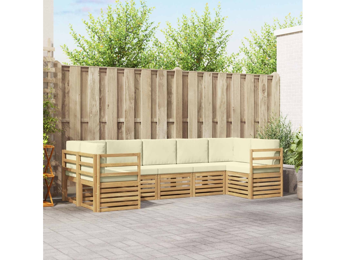 Vidaxl Conjunto De Sofás Para Exterior 7 Unid. Branco E Creme
