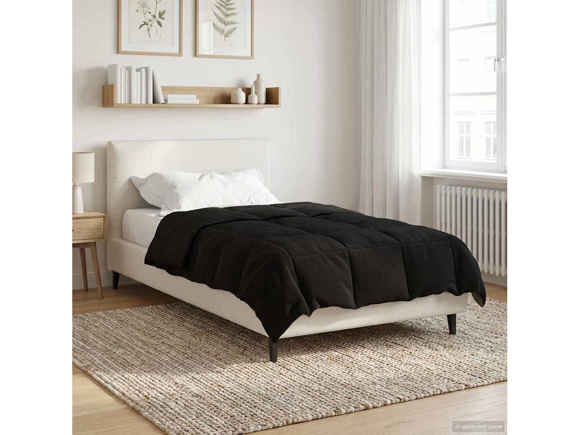 Vidaxl Edredom De Inverno 135 X 200 Cm Inverno Preto Respirável