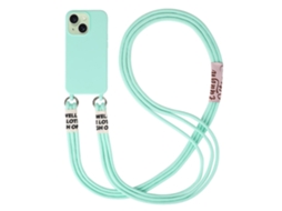 Correia Casa Para Iphone 15 Pele Sintética Verde