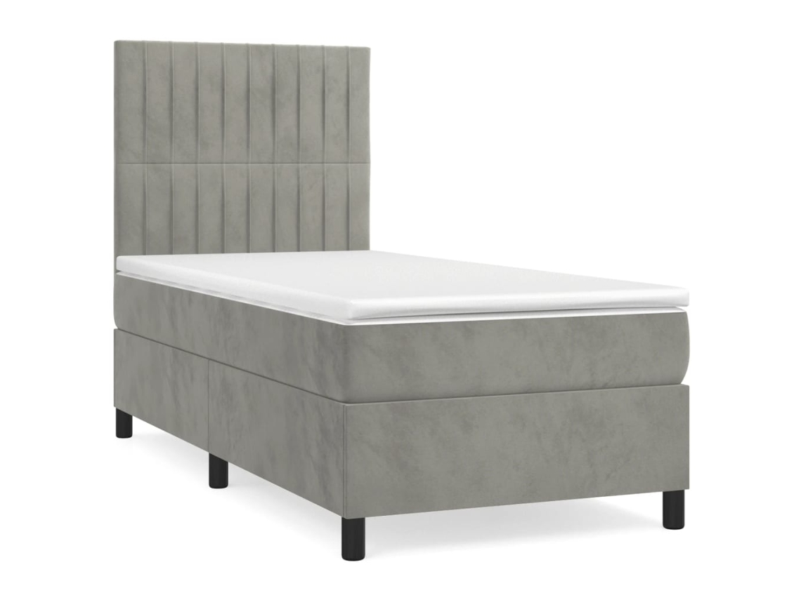 Cama com Molas/colchão 90x200 Cm Veludo Cinza claro MAISON EXCLUSIVE