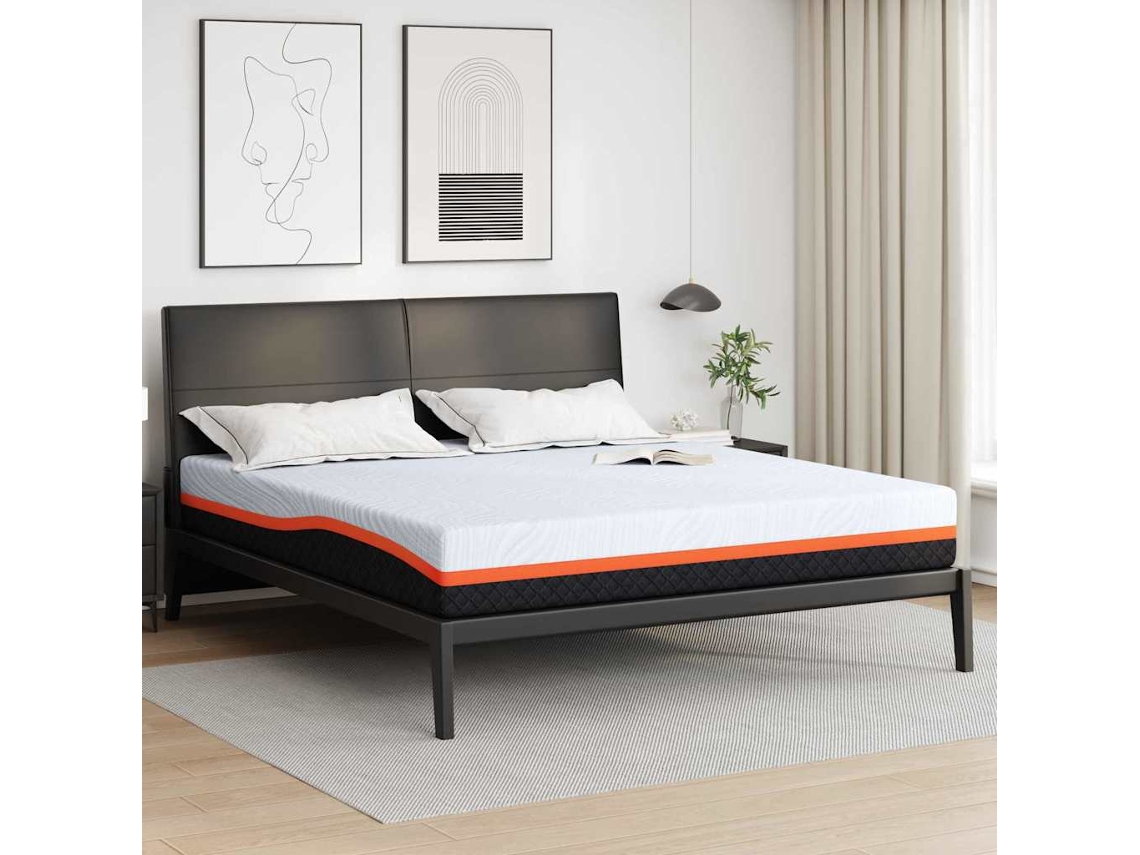 Vidaxl Colchão Branco E Cinza 200 X 200 Cm Tecido Jacquard