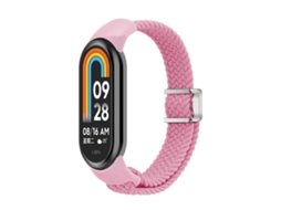 Bracelete Para Xiaomi Smart Band 10/9/8 - Nylon Trançado - Fivela Magnética Rosa