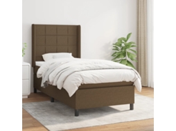 Vidaxl Cama Com Molas/colchão 90x190 Cm Tecido Castanho-escuro