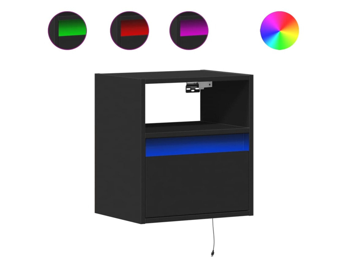 Wall-mounted Bedside Cabinet, Wall-mounted Bedside Cabinets Vidaxl Preto Madeira Processada (n/a)