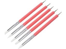 Conjunto de 5 pinças para nail art com pontas duplas de silicone para detalhes precisos.