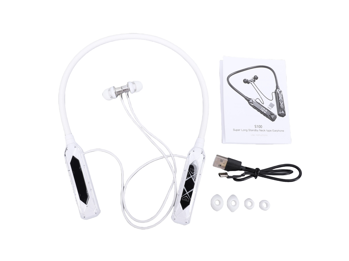 Fones Bluetooth com Suspensão no Pescoço, Display Digital, Transmissão Ao Vivo e EOOCOO