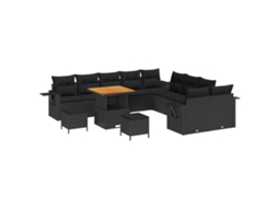 Conjunto 13 Conjunto De Móveis De Jardim Vidaxl Preto Vime Pe (80 X 80 X 71 Cm)