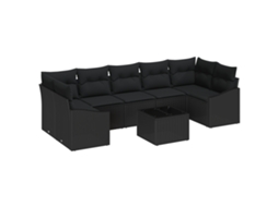 Conjunto De Sofá De Jardim Vidaxl Preto Vime Pe (55 X 55 X 37 Cm)