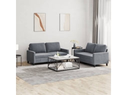 Vidaxl 2 Pcs Conjunto De Sofás Com Almofadões Veludo Cinzento-escuro