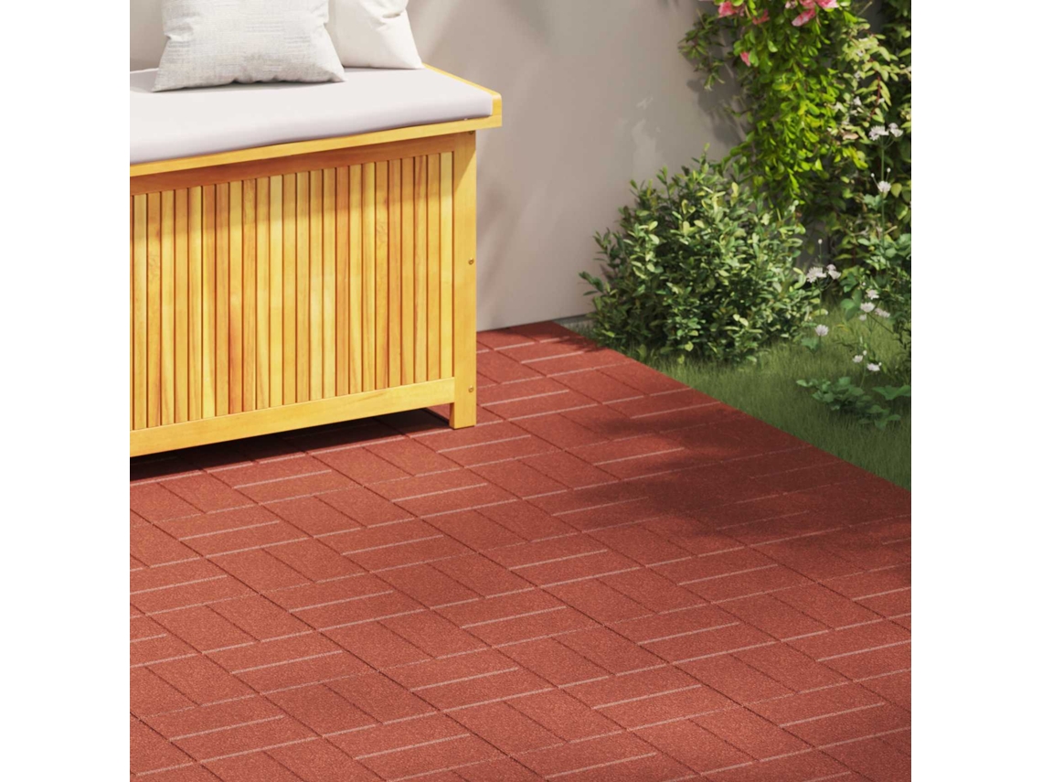 Vidaxl Pedra Passo 6 Unid. Vermelho 40,5 X 40,5 X 2 Cm Borracha