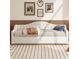 Cama De Dia 90x200 - Estofada Com Led E Espaço De Armazenamento - Bege