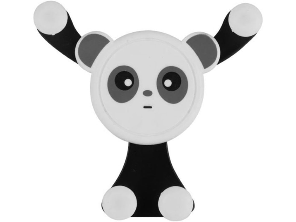 Suporte Para Celular Veicular Com Rotação De 360°, Design De Panda, Preto, Feito De Pc E Abs.