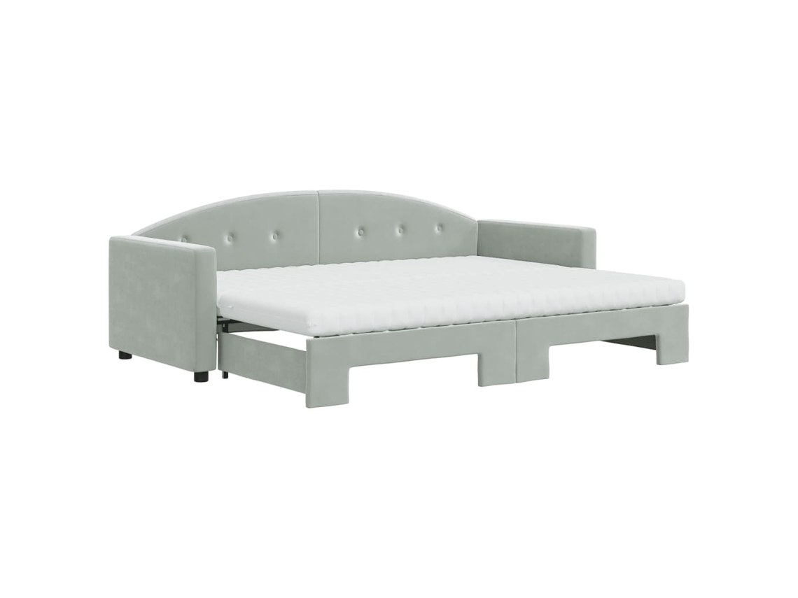 Sofá-cama com gavetão VIDAXL Cinzeto Veludo (80x200 cm)