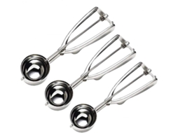 Colher Gelado Inox 3pcs, Boleador Reutilizável Sorvete Biscoitos DUREFORWARD