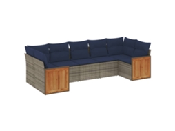 Conjunto de Sofá de Jardim, 7 Peças, Almofadas, Rattan Cinza MAISON EXCLUSIVE
