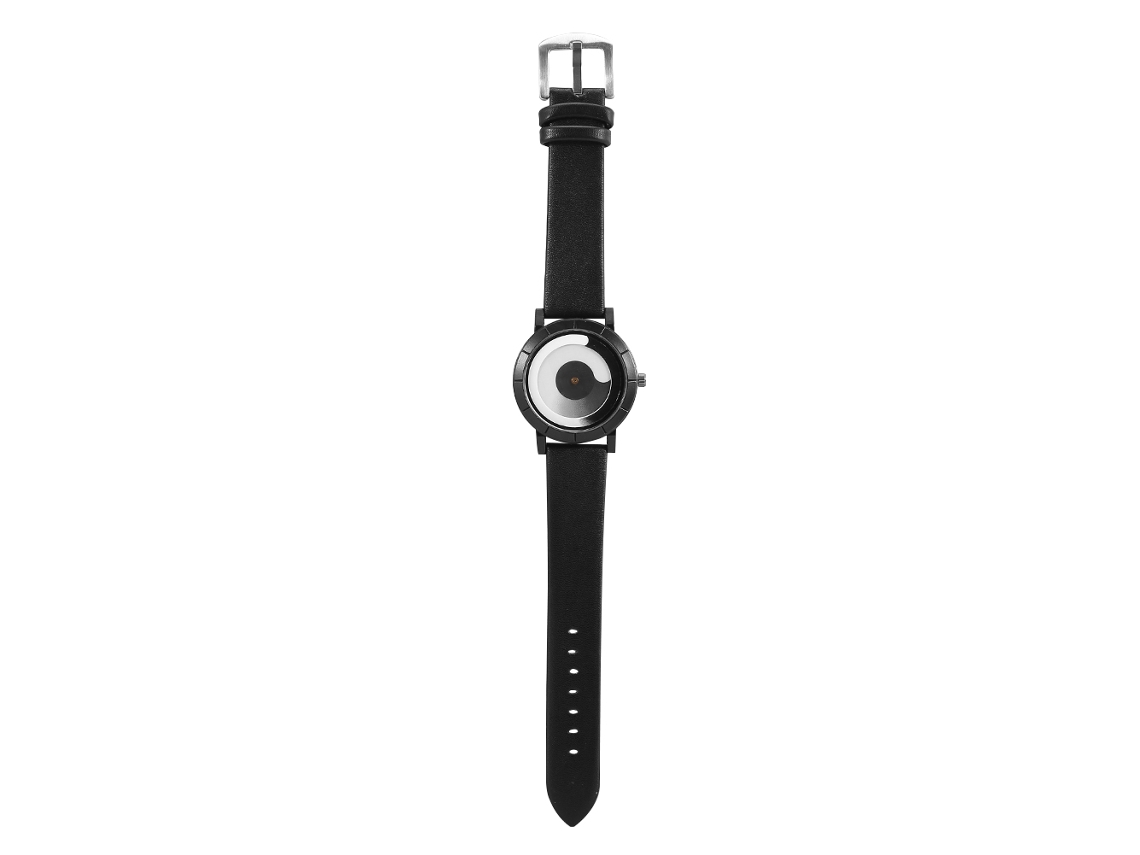 Relógio de Pulso Unissex com Pulseira de Pu e Mostrador Branco Movimento de Quartzo